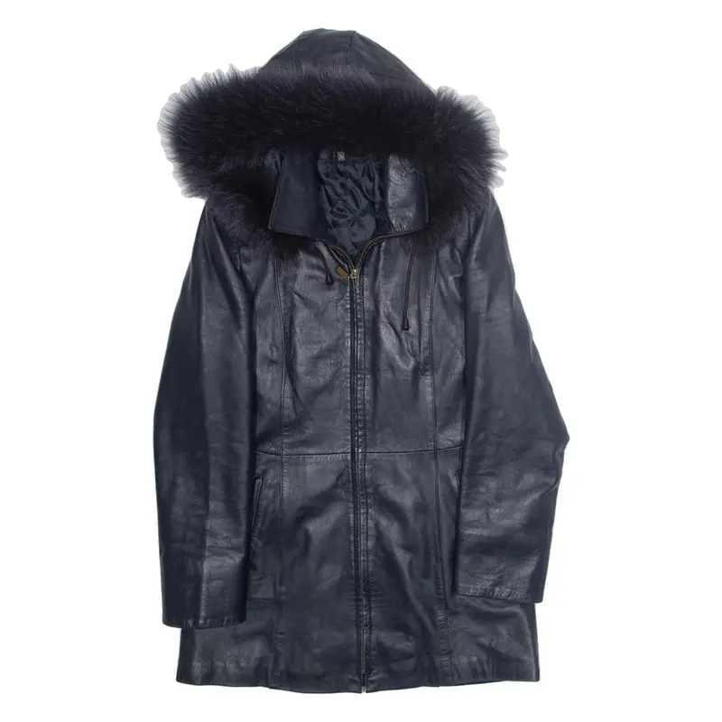 Womens Parka Coat Blue Hooded S