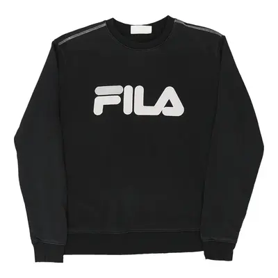Fila Spellout Sweatshirt - Large Black Cotton Blend