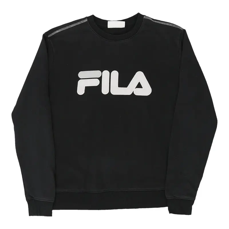 Fila Spellout Sweatshirt - Large Black Cotton Blend