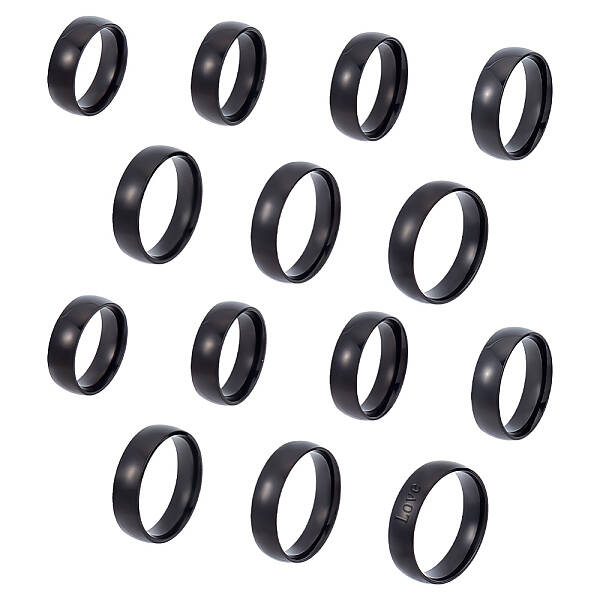 21Pcs 7 Size 304 Stainless Steel Plain Band Rings Set