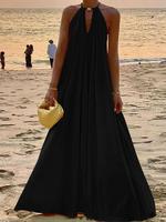 Women's Plain Tie Back Dress, Elegant Sleeveless Maxi Dress for Beach Holiday Vacation, Ladies Summer Dresses