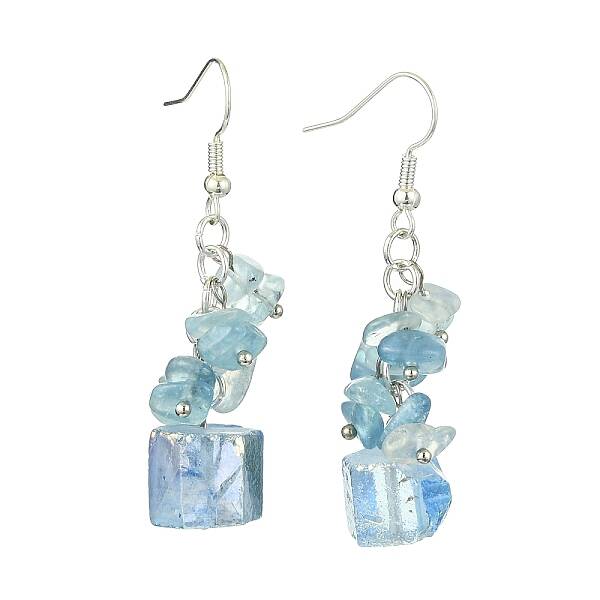 Natural Rose Quartz Chip & Natural Quartz Dangle Earrings for Women