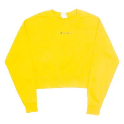 CHAMPION Cropped Womens Sweatshirt Yellow Crew Neck M