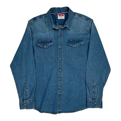 Wrangler Denim Shirt - Large Blue Cotton