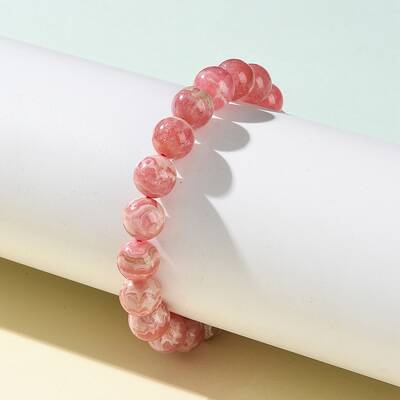 Natural Argentina Rhodochrosite Beaded Stretch Bracelets