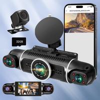 4-Channel Dash Cam, FHD 1080P Dash Cam Front & Rear, 2K Front +1080P Inside*2 Car Camera with 32GB Card, Built-in WiFi GPS, L...