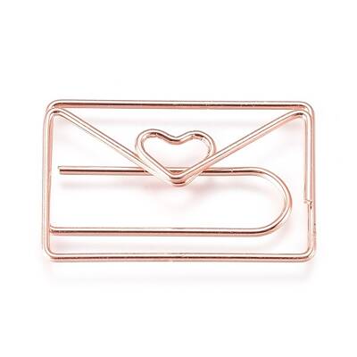 Envelope with Heart Shape Iron Paperclips