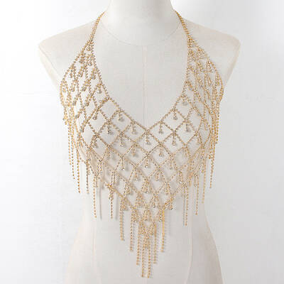 Alloy Full Crystal Rhinestone Mesh Body Chains for Bikini