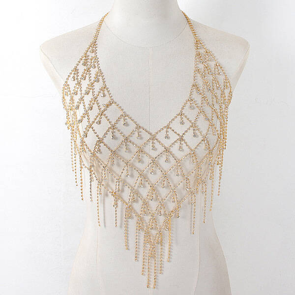 Alloy Full Crystal Rhinestone Mesh Body Chains for Bikini