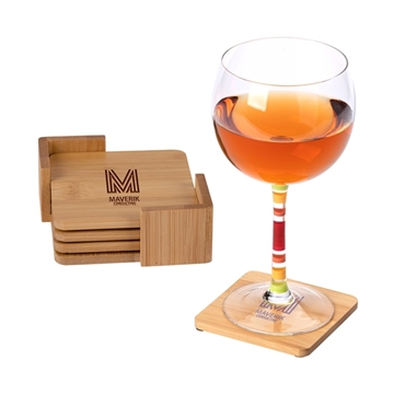 25 Customized Brandon IV 4-Piece Bamboo Coaster Set - Sustainable ...