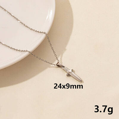 Vintage Stainless Steel Sword Pendant Necklaces for Women
