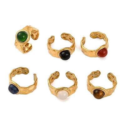 Round Natural Mixed Stone Finger Rings