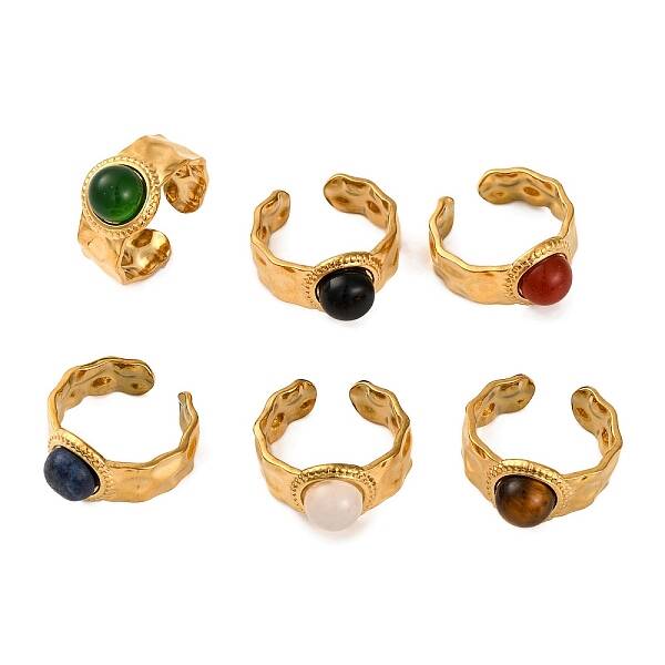 Round Natural Mixed Stone Finger Rings