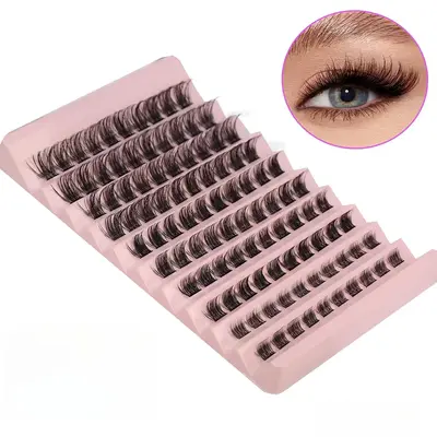 5 Sizes Individual False Eyelashes, 8-16mm Volume Wispy Cat Eye Look Faux Cluster Lashes, Natural Curling Eye Makeup Lashes, ...