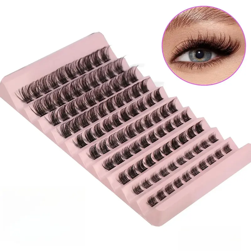 5 Sizes Individual False Eyelashes, 8-16mm Volume Wispy Cat Eye Look Faux Cluster Lashes, Natural Curling Eye Makeup Lashes, ...