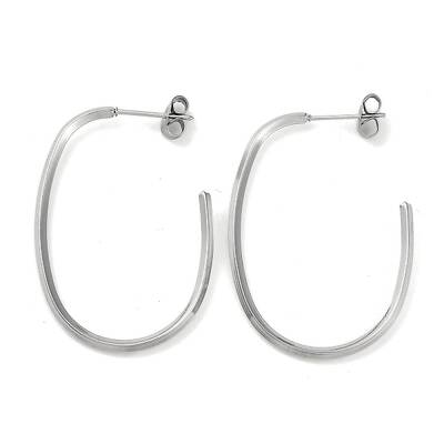 304 Stainless Steel Oval Stud Earrings