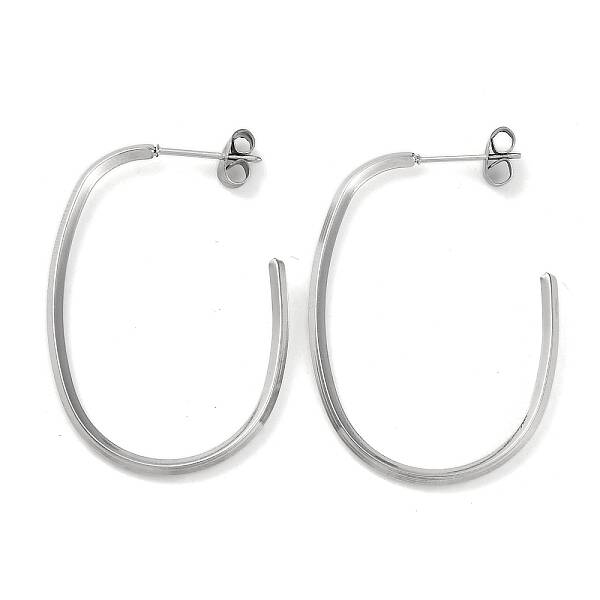304 Stainless Steel Oval Stud Earrings