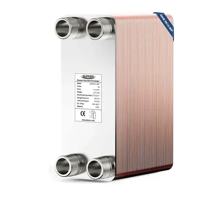 ALORAIR 5x12 Heat Exchanger with 1-1/4 MPT Port,316L Stainless Steel Water to Water Brazed Plate Heat Exchanger for Floor ...