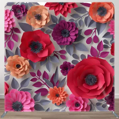 Aperturee Red Orange Pink Paper Flower Backdrop Cover For Decor - Aperturee