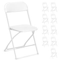Outvita 4/6/10 Pack White Black Plastic Folding Chair, Indoor Outdoor Portable Stackable Commercial Seat with Steel Frame 350...