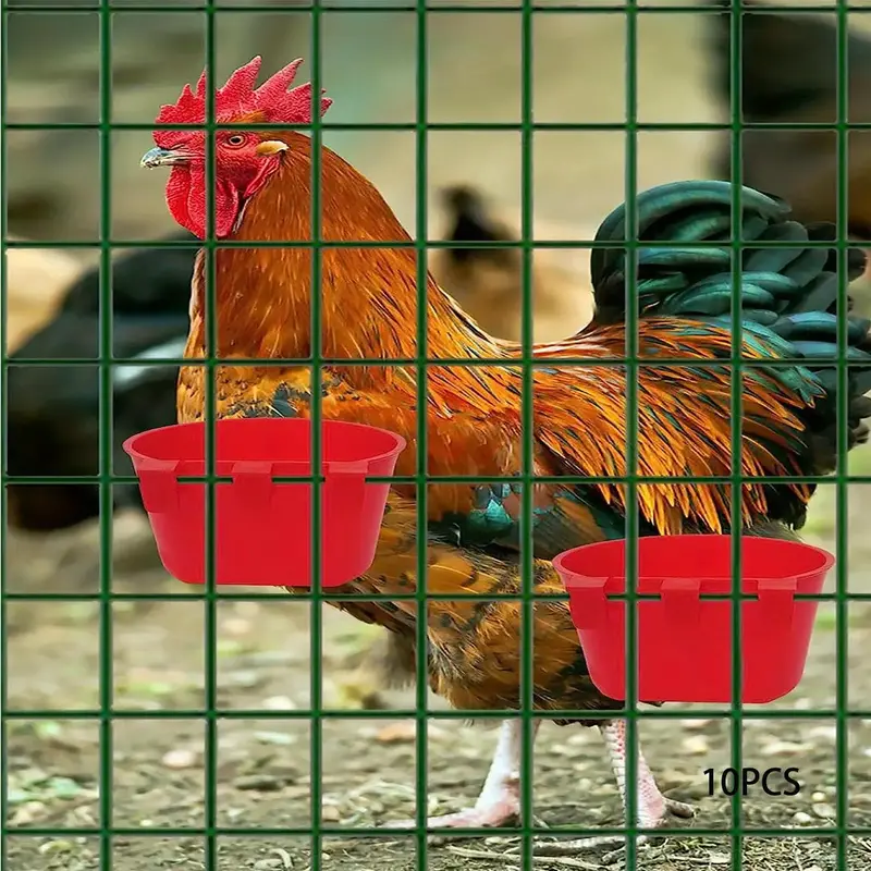 Cage Cups, 10pcs Birds Feeders, Seed Bowl, Chicken Feeding Watering Dish, Rabbit Water Food Hanging Wire Cages Box