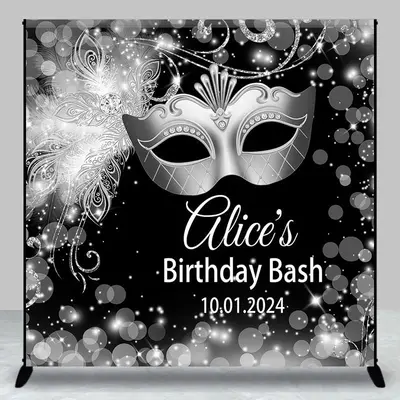 Sliver Mask Bokeh Dots Custom Birthday Backdrop - Aperturee