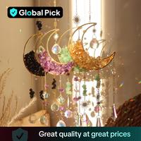Hangable Room Decor Artificial Crystal Sun Catcher, 1 Set Moon Decor Hanging Ornament, Whimsical Decoration Items, Hanging Su...