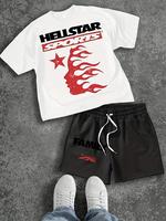 Dressing recommendationsHellstar Men's Summer Outdoor Wear Casual  Graphic Print Polyester T-Shirt & Loose Drawstring Shorts ...