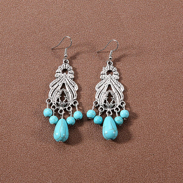 Bohemian tassel turquoise earrings