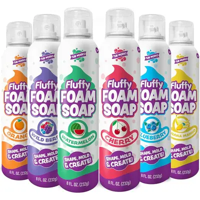 Tub Works Fluffy Foam Soap for Kids, 6-Pack | Soft & Gentle Bath Soap in Fun Fruity Colors | Creative