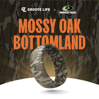Groove Life x Mossy Oak Ring - Bottomland Camo Silicone Ring | Breathable, Comfortable, Camouflage Rubber Wedding Rings for M...