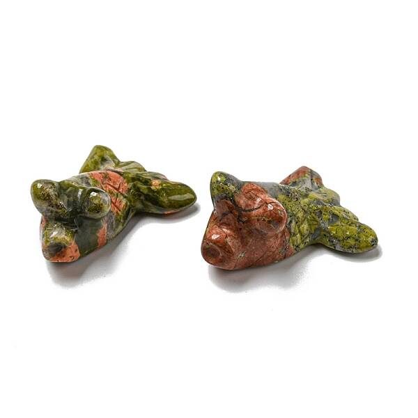 Natural Unakite Carved Healing Goldfish Figurines