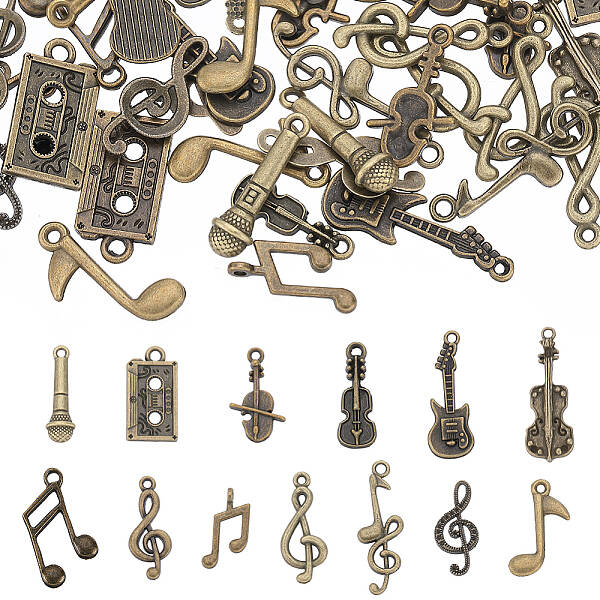 78Pcs 13 Styles Tibetan Style Alloy Pendants