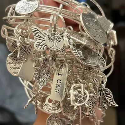 Inspirational Women's Basic Everyday Bangles - Set of 10 sterling silver