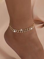 Women's Elegant Chain Design Adjustable Anklet, Fashionable Anklet for Women & Girls, Trendy All-match & Exquisite Jewelry fo...