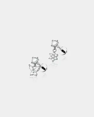 2PCS Flower Butterfly Threadless Helix Stud