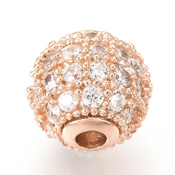 Brass Micro Pave Cubic Zirconia Beads