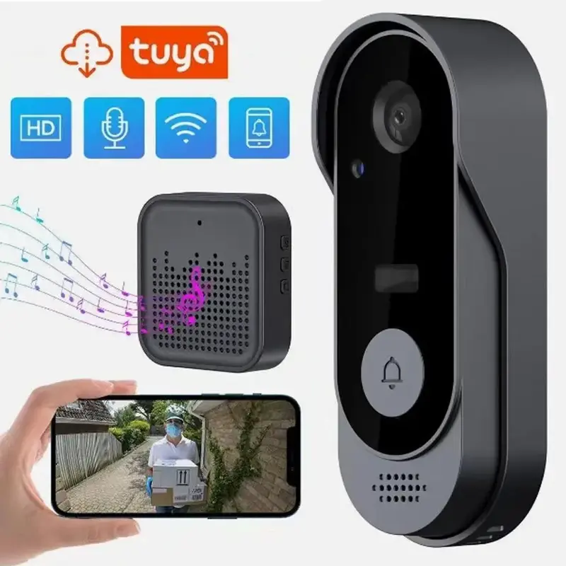 Smart Wireless Doorbell Camera, Rechargeable 2.4G WiFi Camera Doorbell with Night Vision, Waterproof Doorbell with Real-time ...