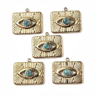 PVD Vacuum Plating 201 Stainless Steel Natural Turquoise Pendants