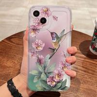 Flower & Bird Pattern Phone Case, 1 Count Decorative Phone Protective Cover, Phone Cases Compatible with iPhone 16 15 14 13 1...