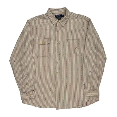 Polo By Ralph Lauren Striped Patterned Shirt - XL Beige Cotton | Size: x-large