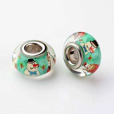 Large Hole Rondelle Resin European Beads