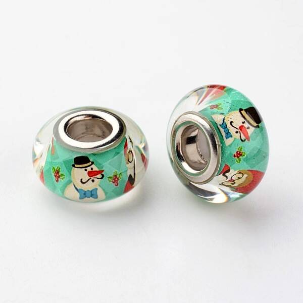 Large Hole Rondelle Resin European Beads