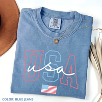 Comfort Colors USA Shirt, 4th of July, Patriotic American T-Shirt, Casual Print Short Sleeve Tee, Women's Oversized Favorite ...