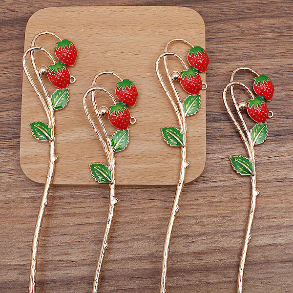 Alloy Enamel Strawberry Hair Sticks