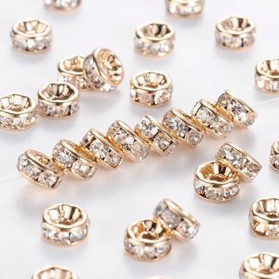 Brass Rhinestone Spacer Beads