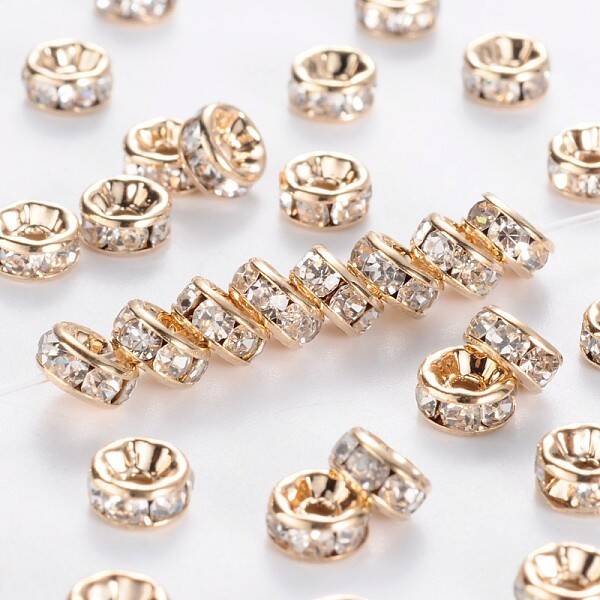 Brass Rhinestone Spacer Beads