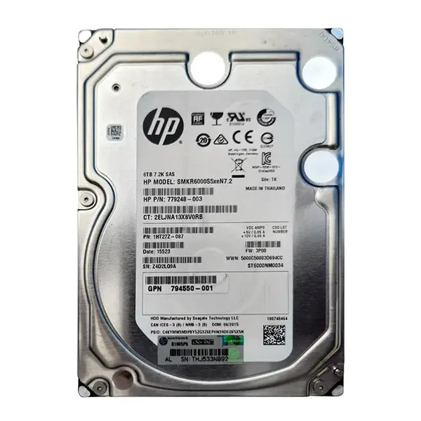 779248-003 HP 6TB 6Gb/s SAS 7200 3.5-inch 16MB Hard Drive