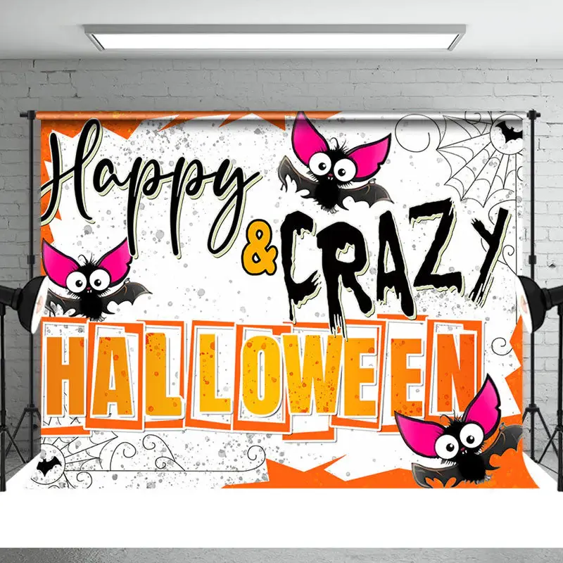 Happy And Crazy Cute Little Bat Halloween Backdrop - Aperturee
