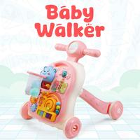 YOLAY 3 in 1 Baby Walker Push with Wheels, Sit-to-Stand Foldable Walker for Baby 6-12 Months with Detachable Play Panel, Stab...
